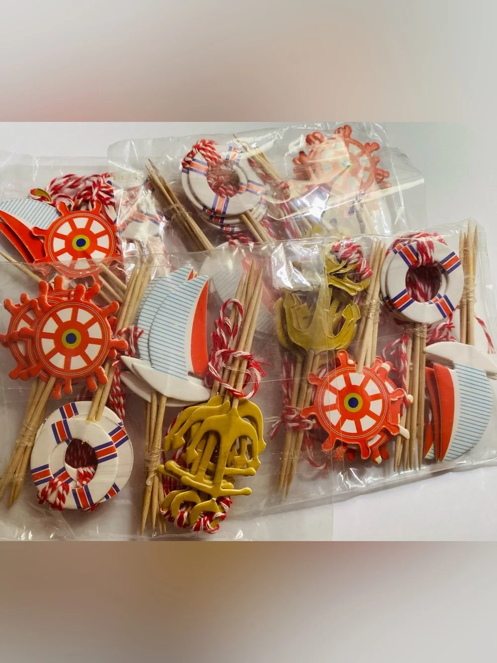 80 Nautical Themed Cupcake Toppers, Sailor Style Party Picks, New
